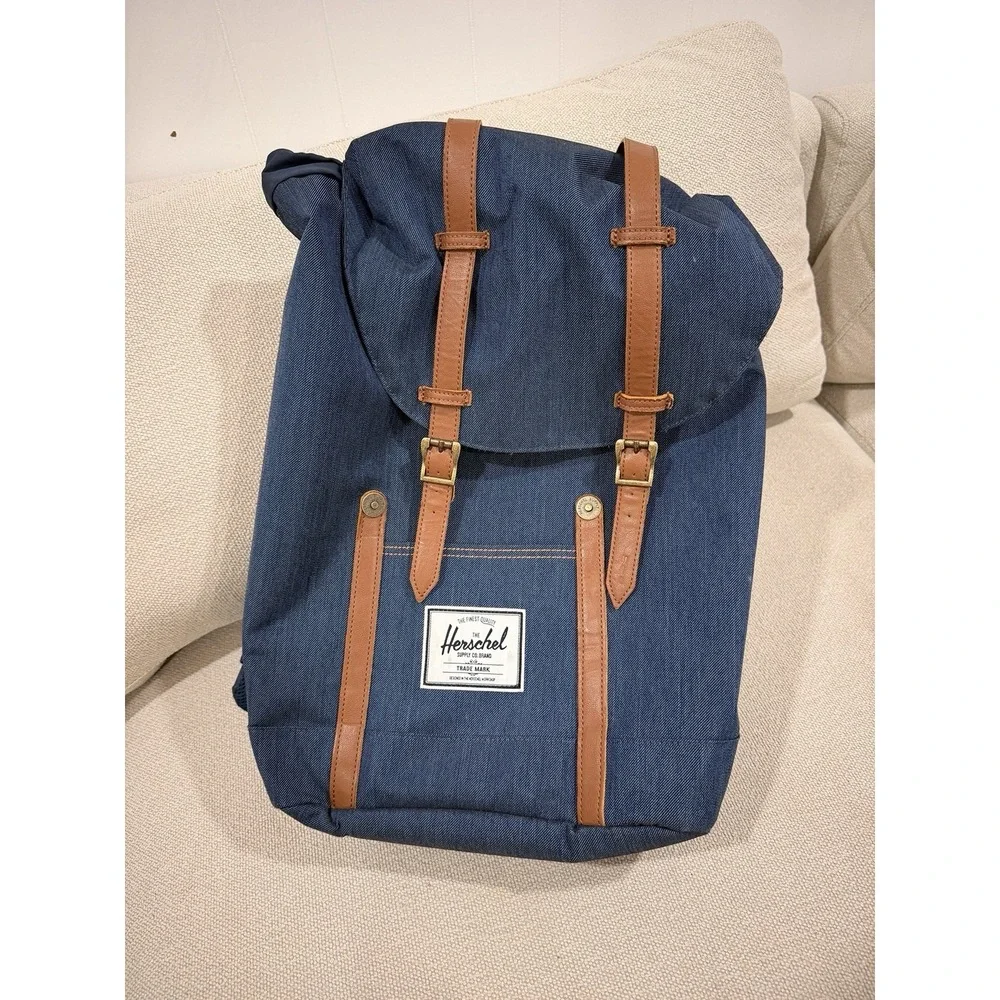 Herschel Supply Co. Little America Laptop Backpack Navy/Tan Canvas